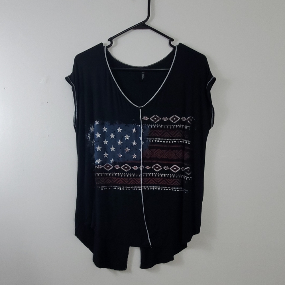 Edista Embelished Aztec American Flag Top Size S